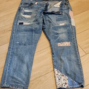 Ralph Lauren Blue Patch Denim Jeans with Floral Accents VERY RARE